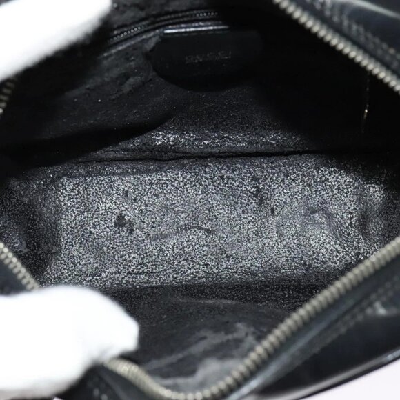 GUCCI Shoulder Bag Patent leather Black Silver Auth ep10410 - Picture 10 of 15